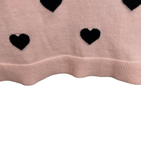 Women's Adrianna Papell Pinkish Peach Sweater with Black Hearts - Picture 7 of 16